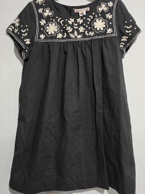 Bonpoint Gray Dress with Cream Floral Embroidery Size 10y